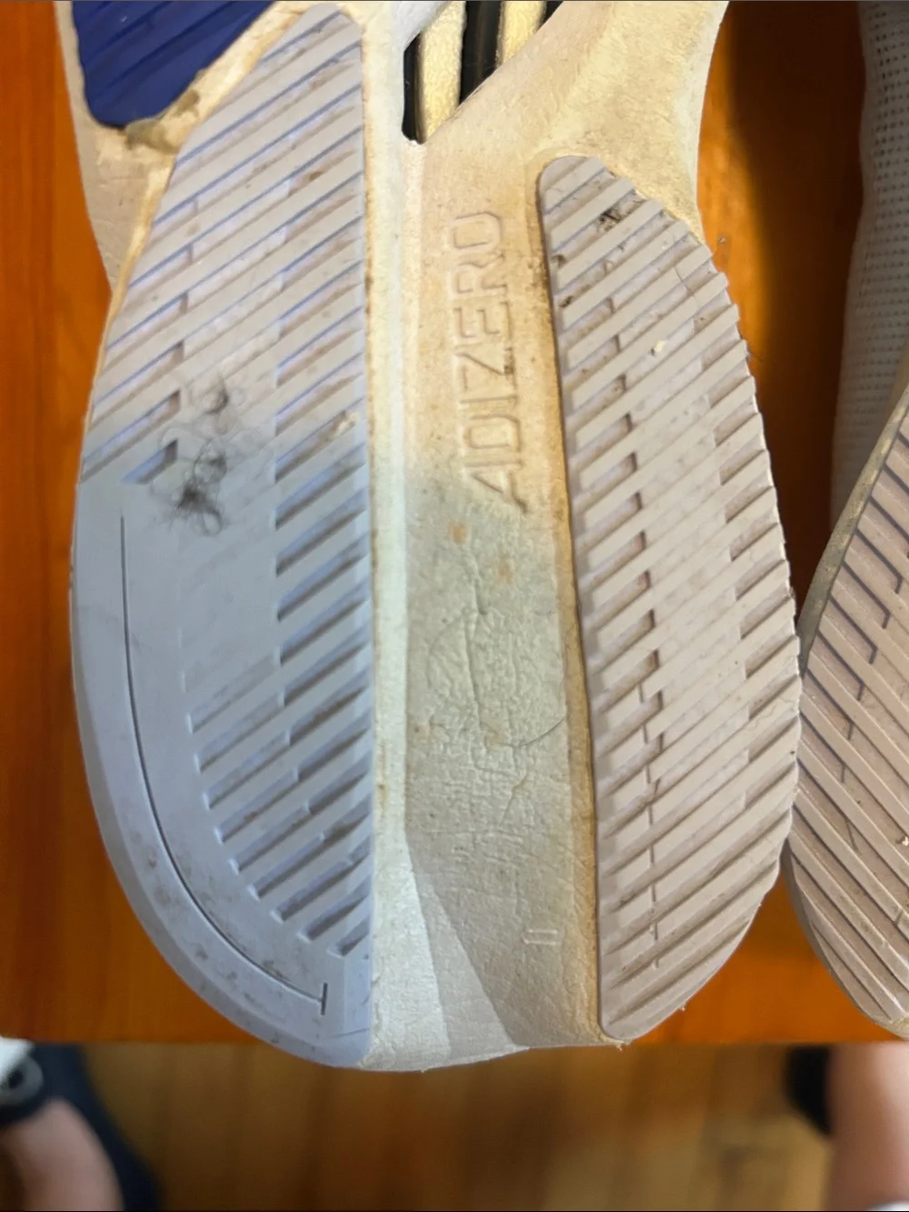 adidas White and Blue Adizero Performance Running Shoes